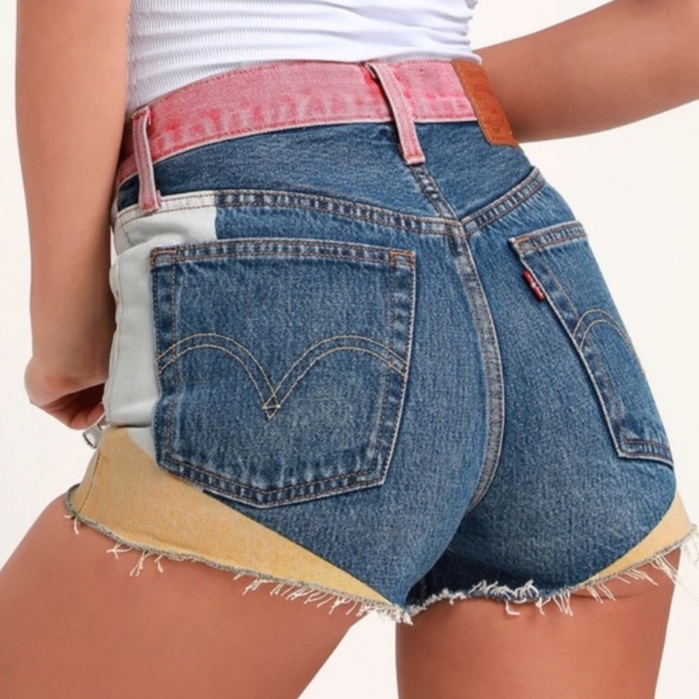❤️‍🔥HP❤️‍🔥 Levi’s RARE Limited Edition 501 Hi-Rise Colorblock Shorts